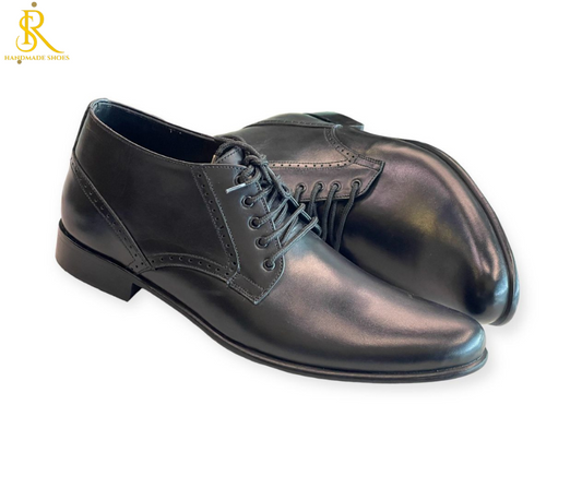 Black Formal Half Long Shoes In Leather Sole