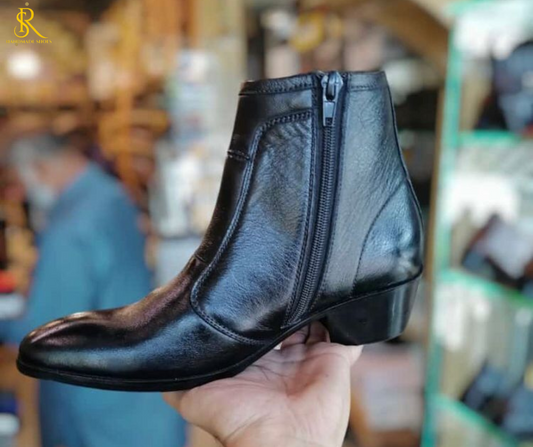 Black Cowboy Shoes In Long Zip / New Article for Roots Shoes.