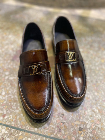 Double Shaded Brown LV Buckle Semi-formal shoes in Vibram Sole