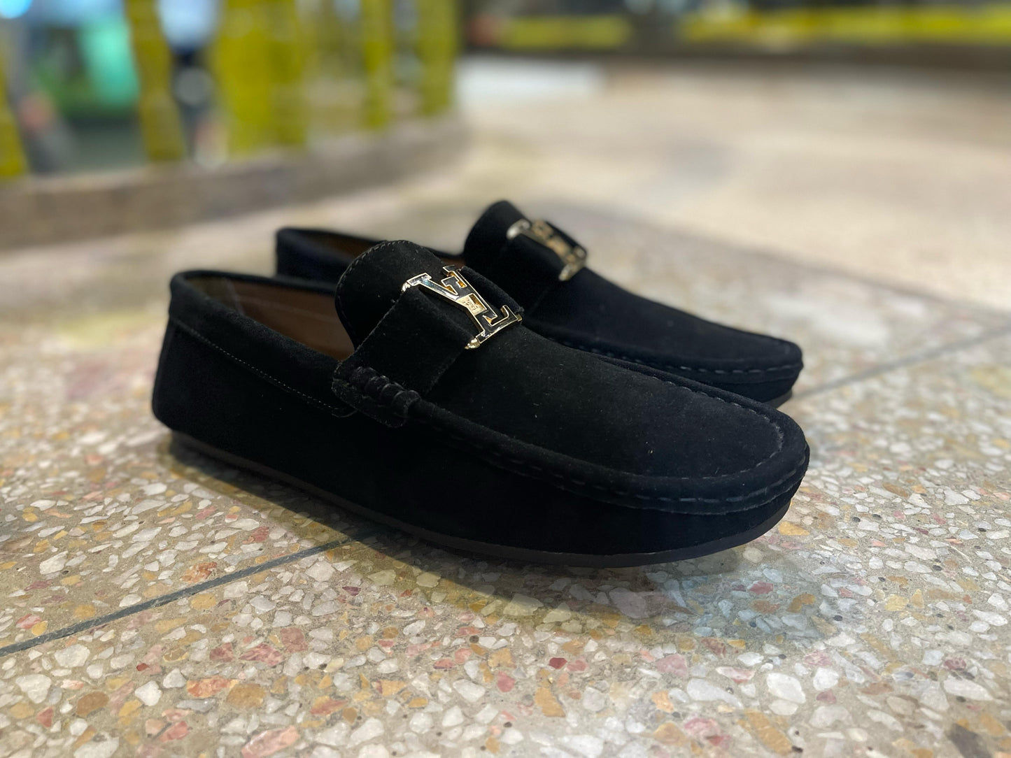 Black Suede Casual  Loafers With LV Buckle